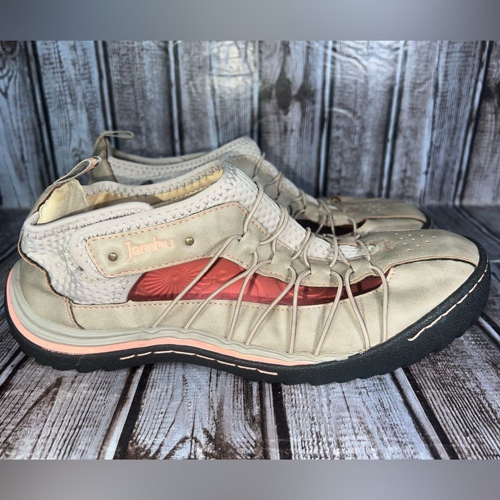 Jambu Women’s Size 8 M Water Ready Walking Shoes Beige Coral Comfort Mary Jane