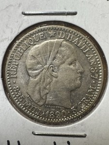 1890 Haiti 20 Centimes  Lowest Mintage-Key Date Silver