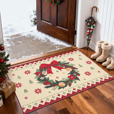 Knit-Look Christmas Rug 2x3 for Entryway Kitchen Small Red Indoor Holiday Rug fo
