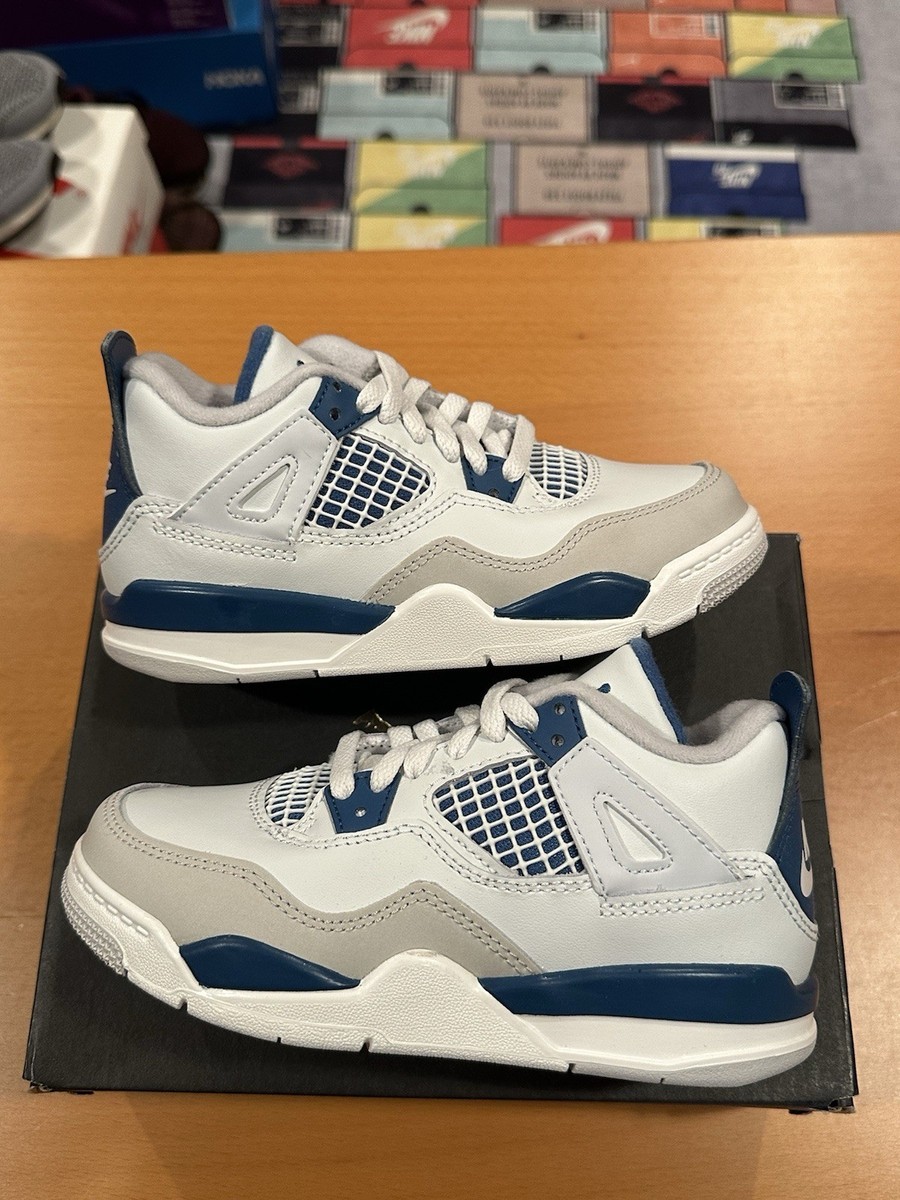 Size 12C - Air Jordan 4 PS Preschool Military Blue 2024 Kids  display picture 3