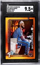 2025 Topps Celebration #DP-5 Bryce Harper Dugout Peeks SSP Orange /25 SGC 9.5