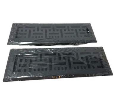 2x10in Decorative Floor Register Vent with Mesh Cover Trap Basketweave Charcoal