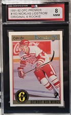 91-92 O-Pee-Chee Premier Nicklas Lidstrom Rookie 🚨🚨🚨 KSA 8 Near Mint
