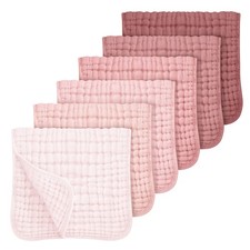 Looxii Muslin Burp Cloths Baby Girl 6 20x10 Inch (Pack of 6), Gradient Pink 
