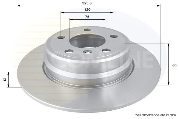 Brake Disc Rear Solid Coated 324 mm Outer Diameter Fits BMW X5 COMLINE ADC1708