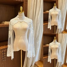 Lace Wedding Jacket Long Sleeves Bride Capes High Neckline Formal Bridal Jacket
