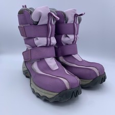 Vanna Snow Boots Girls Purple Insulated Sz 4 Water Resistant Lined hook eye