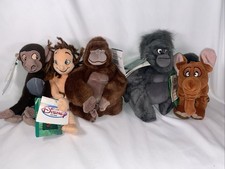 The Disney Store lot of 5 TARZAN Plush Beanies Baby Baboon Trek Tantor