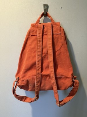 baggu leather backpack ebay Baggu 100% Recycled Cotton Canvas Drawstring Backpack Orange Bag Casual  Travel