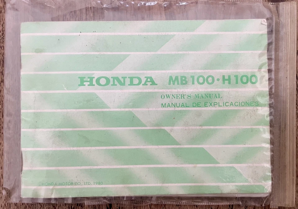 Honda MB100 / H100 Original Factory Owners Handbook With Plastic Wallet, 1980. - Image 4 of 4