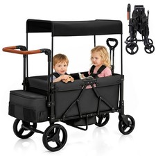 All-Terrain Stroller Wagon for 2 Kids Toddlers with Canopy Adjustable Handlebar