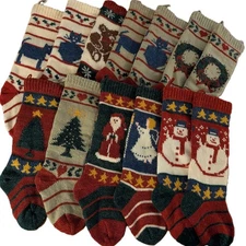 VTG Wool Knit Christmas Stocking Cozy Cottagecore 1990s Holiday - Your Choice