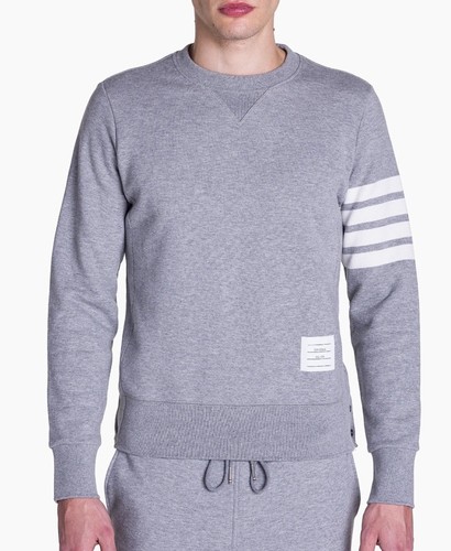 Thom Browne Grey 100% Cotton 4-Bar Stripe Crewneck Sweatshirt Size 0 MJU011A