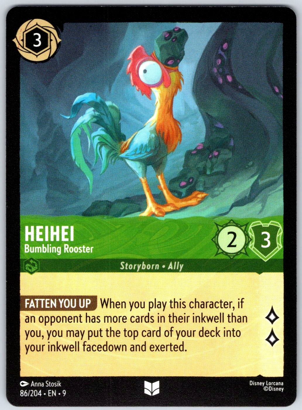 Heihei - Bumbling Rooster 86/204 Uncommon Fabled NM Lorcana Disney