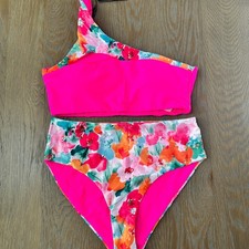 Floral One Shoulder Swimsuit High Waist Bikini Set Two Piece Bathing Suit