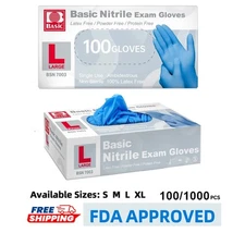 Blue Nitrile Medical Gloves Powder-Free Food Grade Disposable Glove 100 / 1000