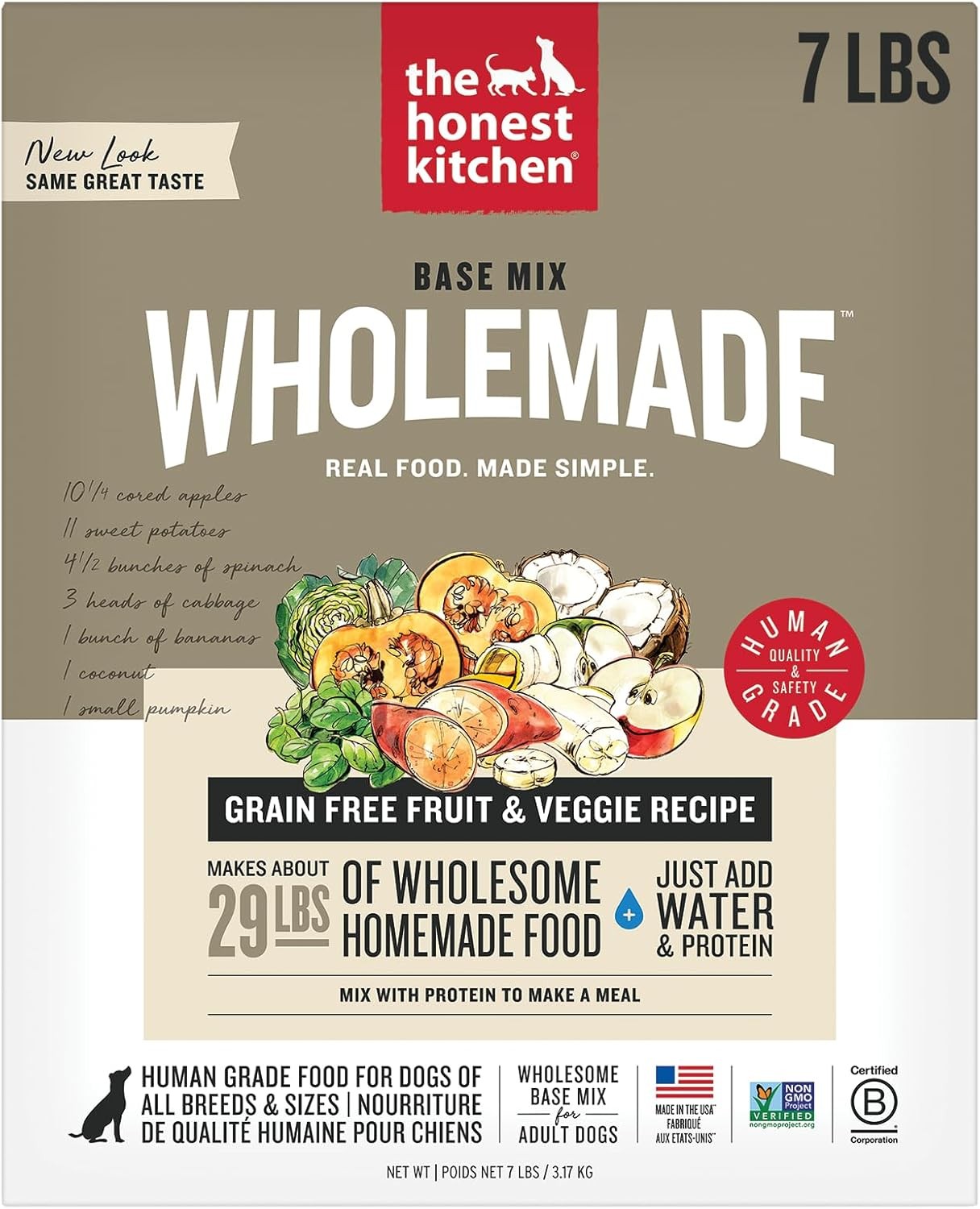Human Grade Wholemade&trade; Dehydrated Grain Free Fruit & Veggie Base Mix Dog Food