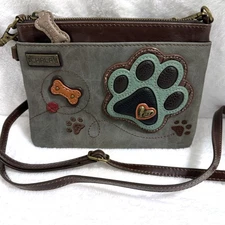 Chala Paw Print Mini Crossbody Handbag Faux Leather Pet Theme 2 Straps Pre-Loved