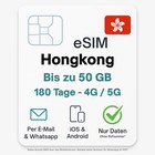Hongkong eSIM (China) Datentarif digitale e SIM - per Mail- ohne Telefon Nummer