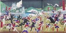 Original Japanese Print/CHIKANNOBU Toyohara/Chronicle of battle of Kagoshima