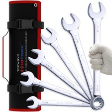 Large Sae Wrench Set 12point Box End Crv Steel 15 Offset Polished 6 Pcs