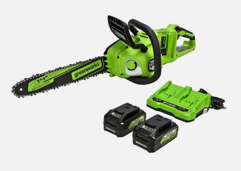Greenworks 48V (2X24V) 14 Inch Chainsaw With (2) 4Ah Battery &Amp; Dual Slot Charger