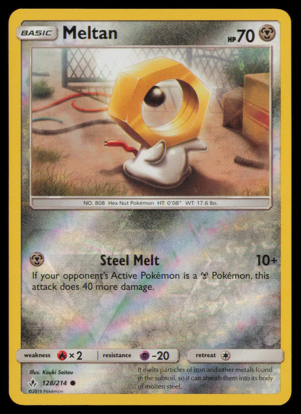 Meltan 128/214 Common Unbroken Bonds Pokemon Reverse Holo Lightly Played