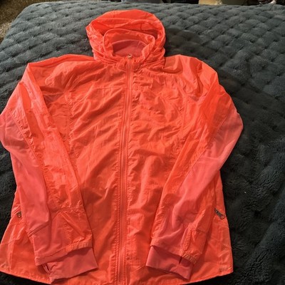 Lululemon Goal Smasher Woman 12 Neon Jacket Stowable Hood Packable Thumbholes