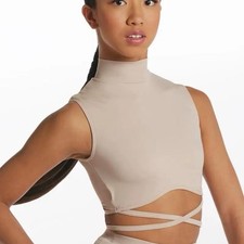 NWOT Balera 15856 Women  s Strappy Laced Back Tan Nude Crop Top, Sz XL Adult.