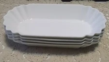 Set Of 4 Fortessa White Porcelain Au Gratin Baking Dishes Scalloped Edges EUC DB