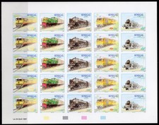 Senegal 1997 Sc#1289a. TRAINS & LOCOMOTIVES Mini-Sheet of 5 Strips IMPERFORATED