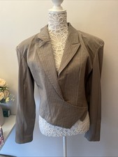 Pretty Little Thing 16 Pin Stripe Cropped Lined Jacket Brown Stunning  PLT  LABE