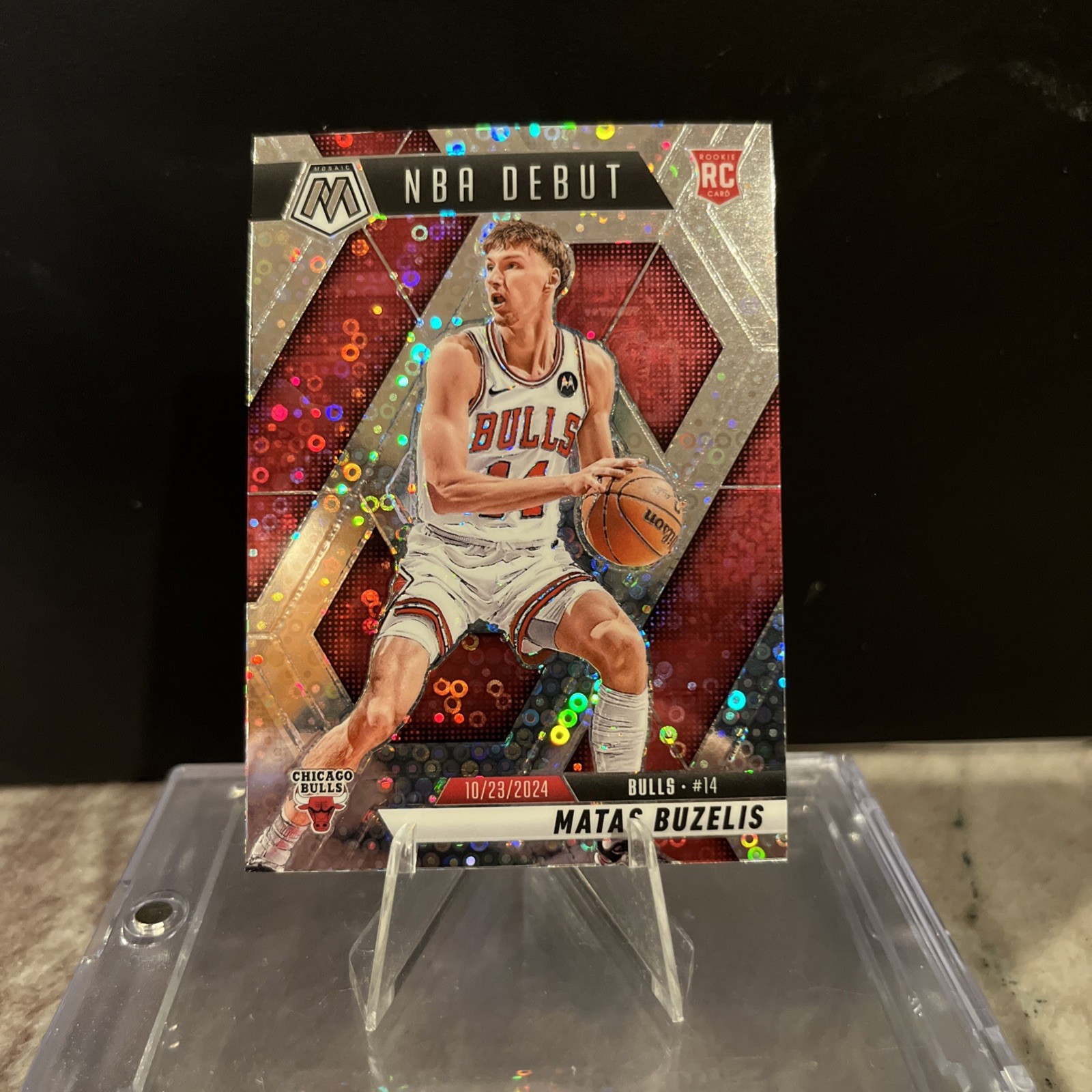 2024-25 Panini Mosaic 257 Matas Buzelis Rookie Silver Disco Prizm
