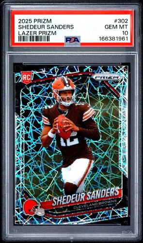 2025 Panini Prizm Shedeur Sanders Lazer Rookie #302 PSA 10 Gem Mint