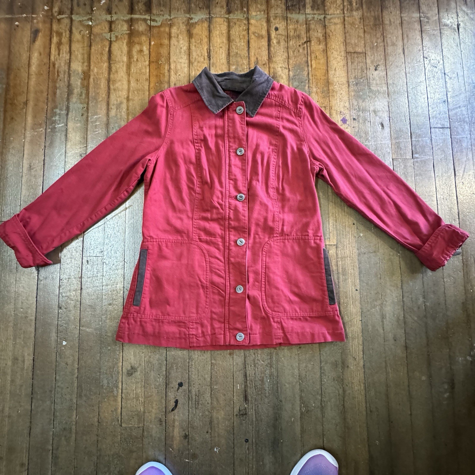 Size Sm Plaid Lining Corduroy Collar