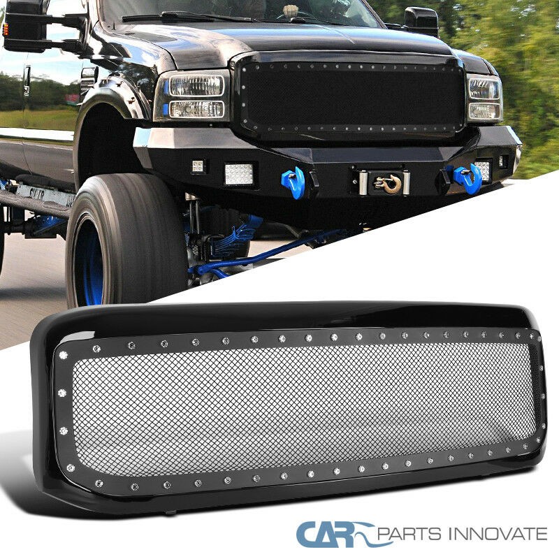 Fits 1999-2004 Ford F250 F350 Super Duty Mesh Rivet Bumper Hood Grille w/ Shell