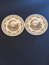 Royal Stafford England Pheasants Fall Woodland 11" DinnerPlates Set of 2