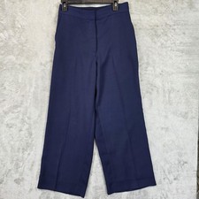 Quince Dress Pants Womens 10 Blue Crepe Wide Leg Stretch Work Office Trousers
