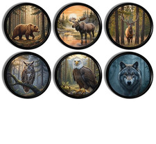 Wildlife Forest Animal Cabinet Knobs, Bear Moose Deer Wolf Owl – 4 or 6pc Rustic