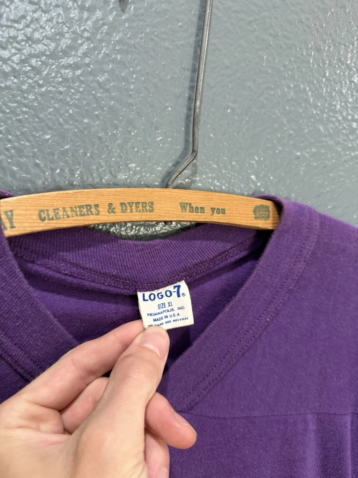 De colección Años 70 Logo 7 NFL Minnesota Vikings Fútbol Metrodome Raglan XL Púrpura  Foto 2 de 4