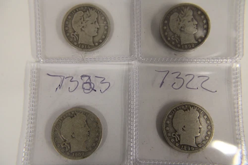 8 Barber Silver Quarters 90% Silver