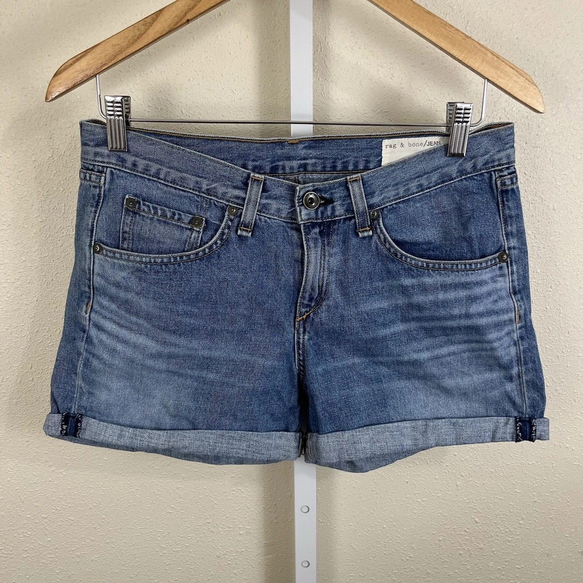 Short Jeans Femme Rag & Bone - Taille Haute - Denim Vieilli - Taille 26 - Coupe Courte