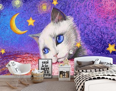 3D Painted Cat A1302 Wallpaper Wall Murals Removable Self-adhesive Amy
