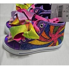 JoJo Siwa HighTop Multicolor Glitter Bows Nickelodeon Sneakers Girls 9