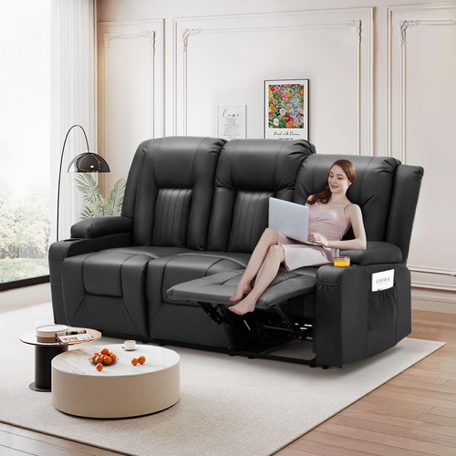 3 PCS Leather Recliner Sofa Set with Swivel Massage Chair Home Theater Seat - Picture 31 of 78