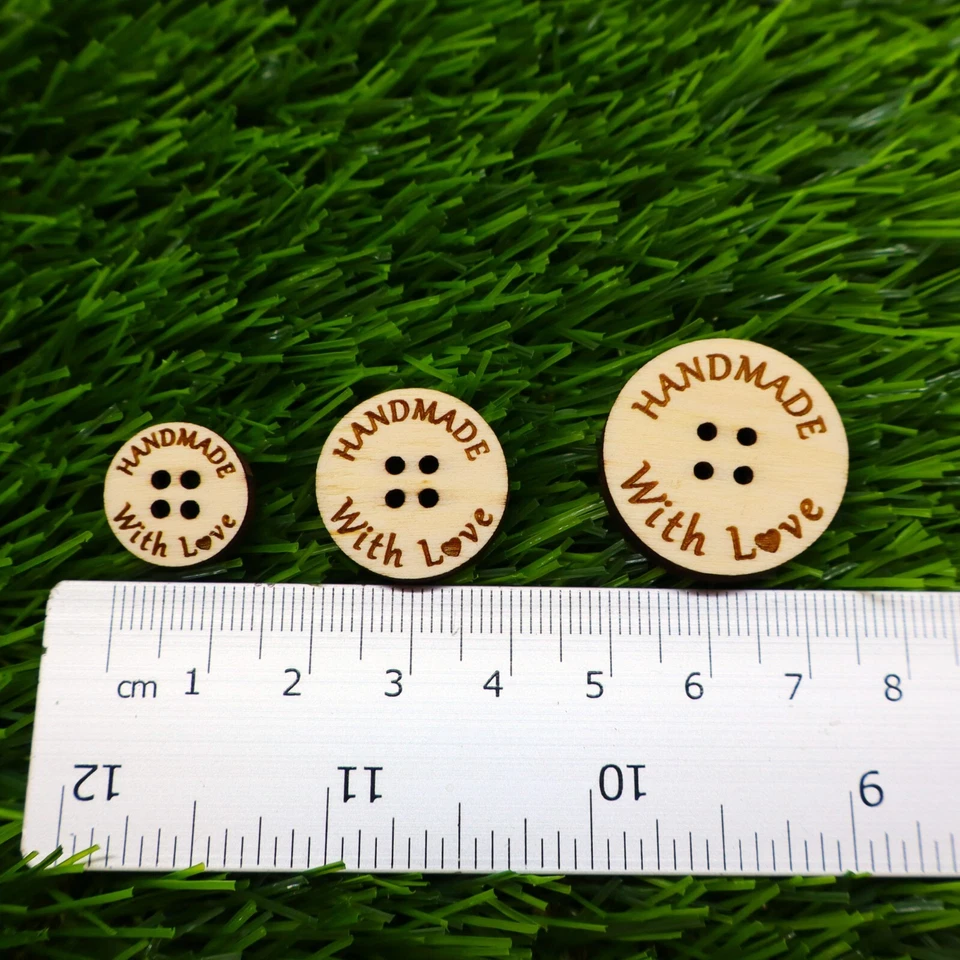 Personalized Wooden Buttons, Custom Engraved Sewing Tags for Knitting & Crochet - Image 3 of 3
