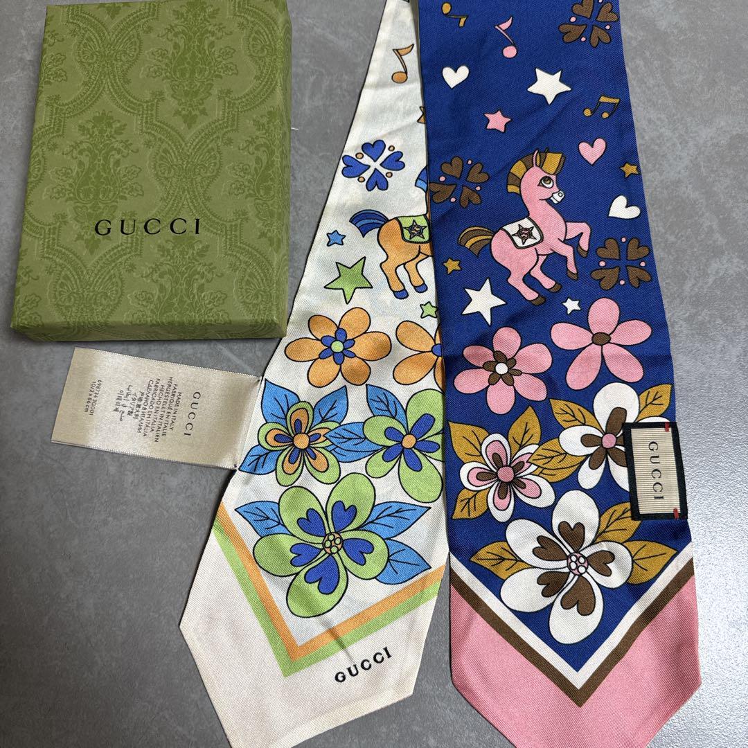 Gucci Scarf Blue White Silk Floral Women Italy 114046 | eBay