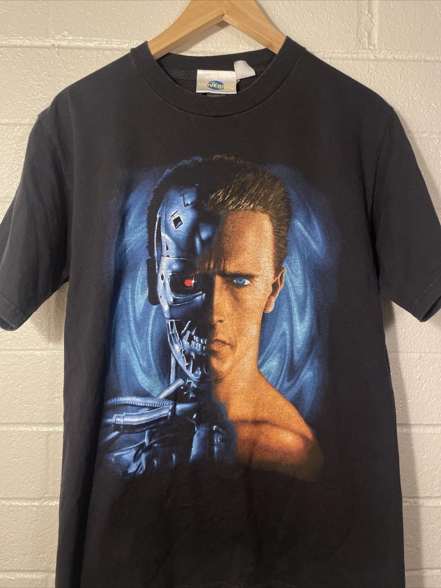 Vintage 1990s Terminator T2 3D T Shirt Black Movie Promo Universal Size M