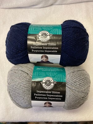 New Loops & Threads Impeccable Glitter 3.5  oz Skeins Yarn You Pick Gray or Blue
