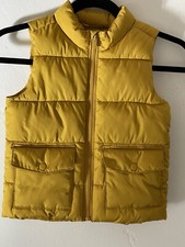 Old Navy Vest Puffer Girls Sz 4T Yellow Water Resistant Zip Up Winter Polyester